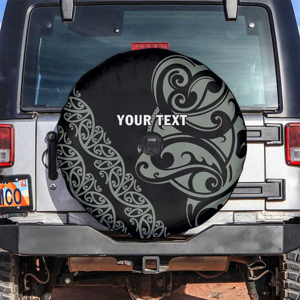 All Black Maori Tribal Tattoo Personalised Spare Tire Cover Moss Green Polynesian Style - Polynesian Pride