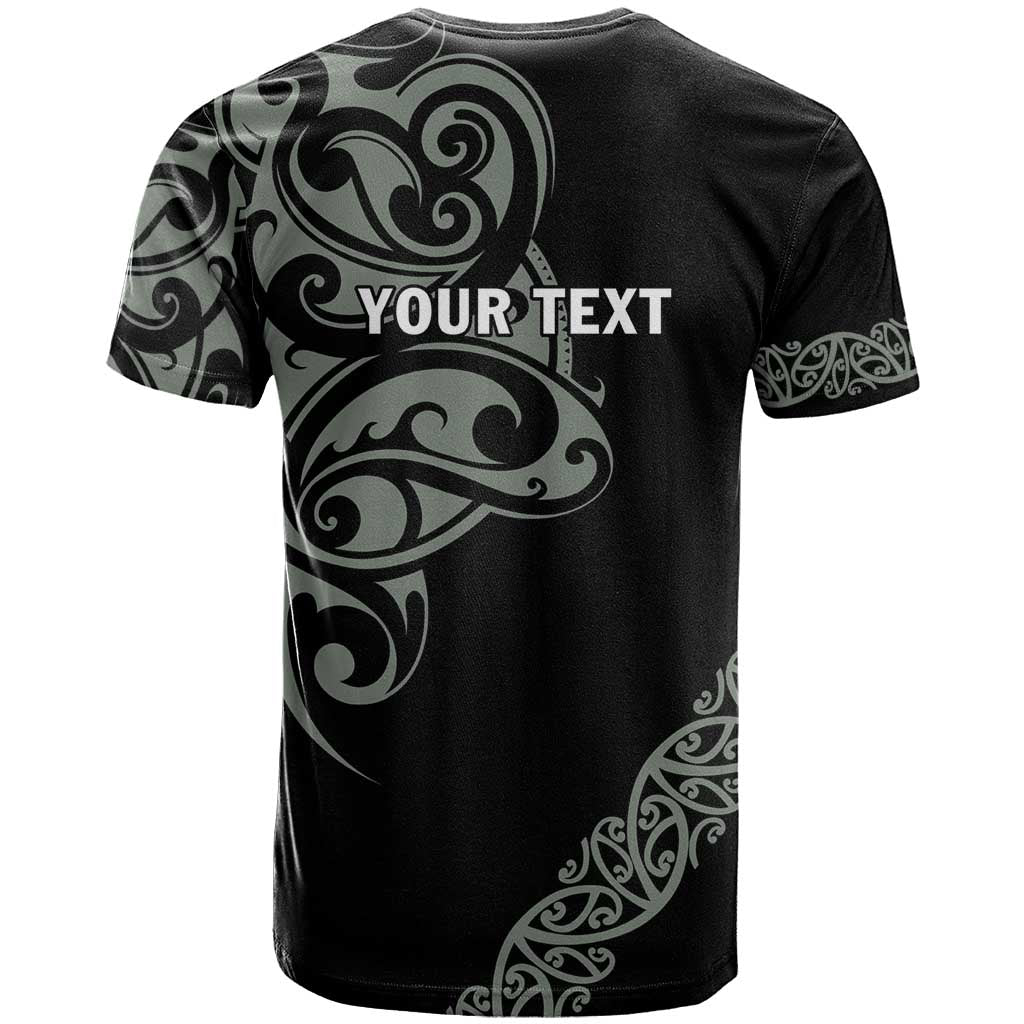 All Black Maori Tribal Tattoo Personalised T Shirt Moss Green Polynesian Style - Polynesian Pride
