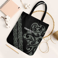 All Black Maori Tribal Tattoo Personalised Tote Bag Moss Green Polynesian Style - Polynesian Pride