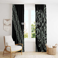 All Black Maori Tribal Tattoo Personalised Window Curtain Moss Green Polynesian Style - Polynesian Pride