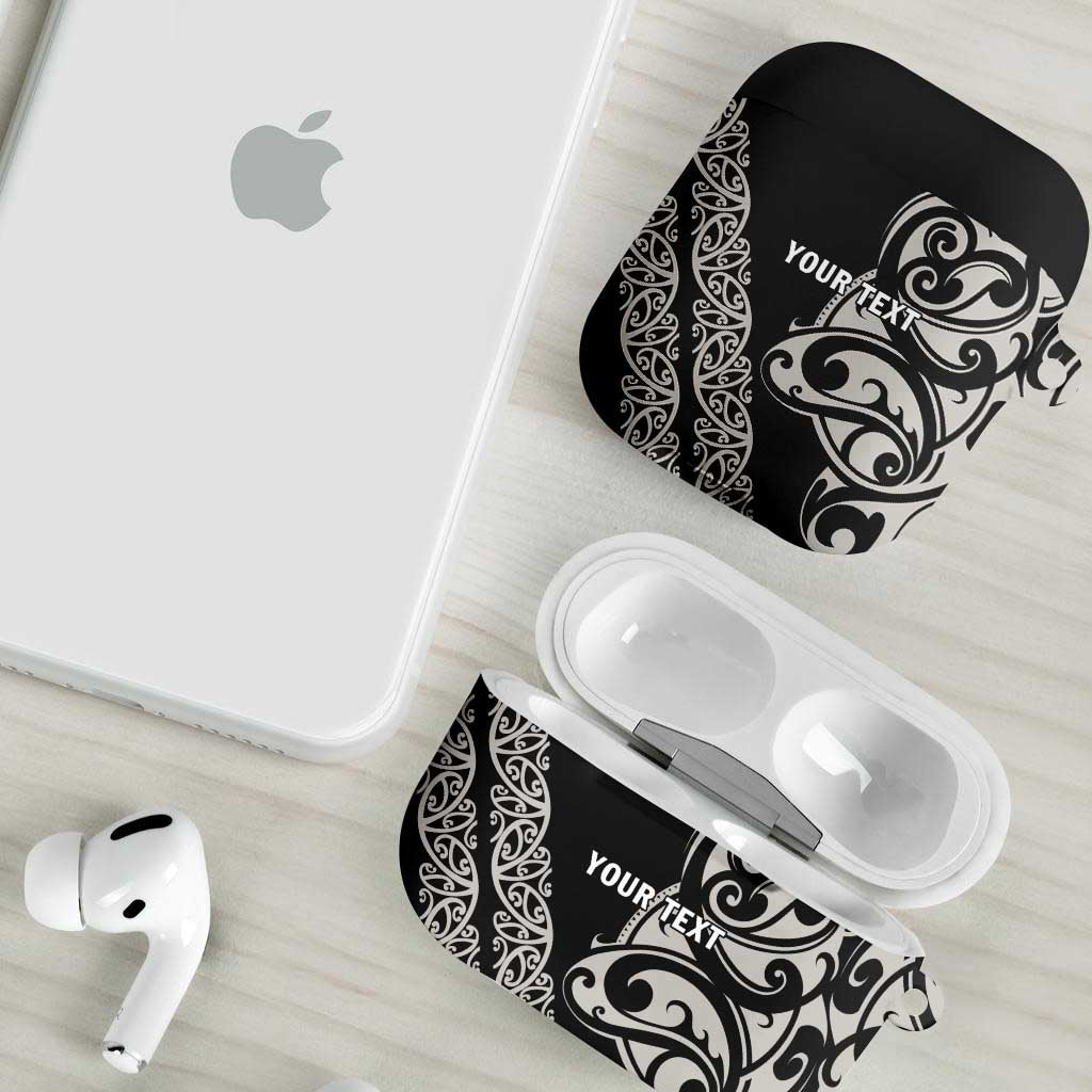 All Black Maori Tribal Tattoo Personalised AirPods Case Stone Gray Polynesian Style - Polynesian Pride