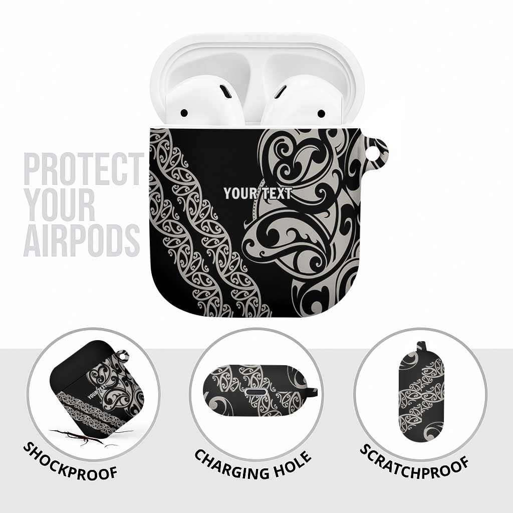 All Black Maori Tribal Tattoo Personalised AirPods Case Stone Gray Polynesian Style - Polynesian Pride
