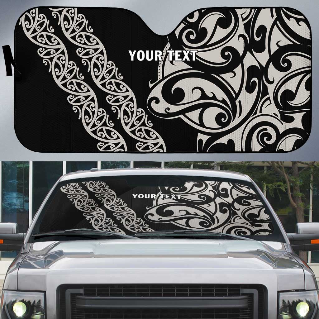 All Black Maori Tribal Tattoo Personalised Auto Sun Shade Stone Gray Polynesian Style - Polynesian Pride