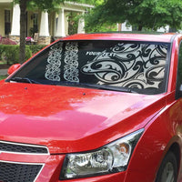 All Black Maori Tribal Tattoo Personalised Auto Sun Shade Stone Gray Polynesian Style - Polynesian Pride