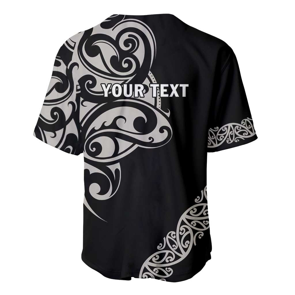 All Black Maori Tribal Tattoo Personalised Baseball Jersey Stone Gray Polynesian Style - Polynesian Pride