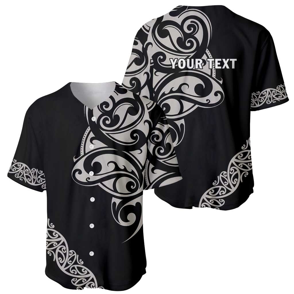 All Black Maori Tribal Tattoo Personalised Baseball Jersey Stone Gray Polynesian Style - Polynesian Pride