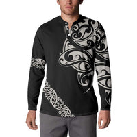 All Black Maori Tribal Tattoo Personalised Button Sweatshirt Stone Gray Polynesian Style - Polynesian Pride