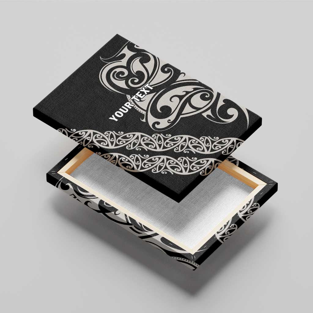 All Black Maori Tribal Tattoo Personalised Canvas Wall Art Stone Gray Polynesian Style - Polynesian Pride