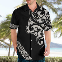 All Black Maori Tribal Tattoo Personalised Hawaiian Shirt Stone Gray Polynesian Style - Polynesian Pride