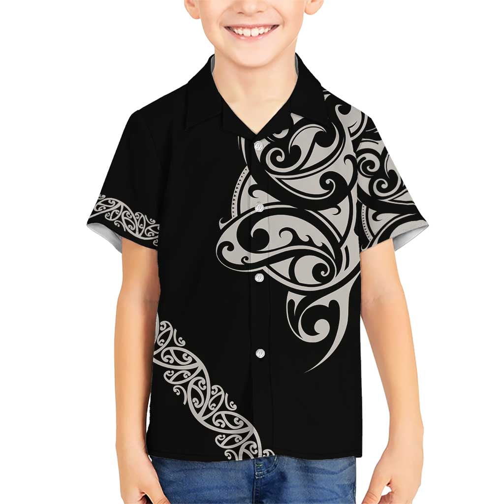 All Black Maori Tribal Tattoo Personalised Hawaiian Shirt Stone Gray Polynesian Style - Polynesian Pride