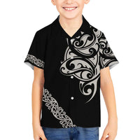 All Black Maori Tribal Tattoo Personalised Hawaiian Shirt Stone Gray Polynesian Style - Polynesian Pride