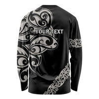 All Black Maori Tribal Tattoo Personalised Long Sleeve Shirt Stone Gray Polynesian Style - Polynesian Pride