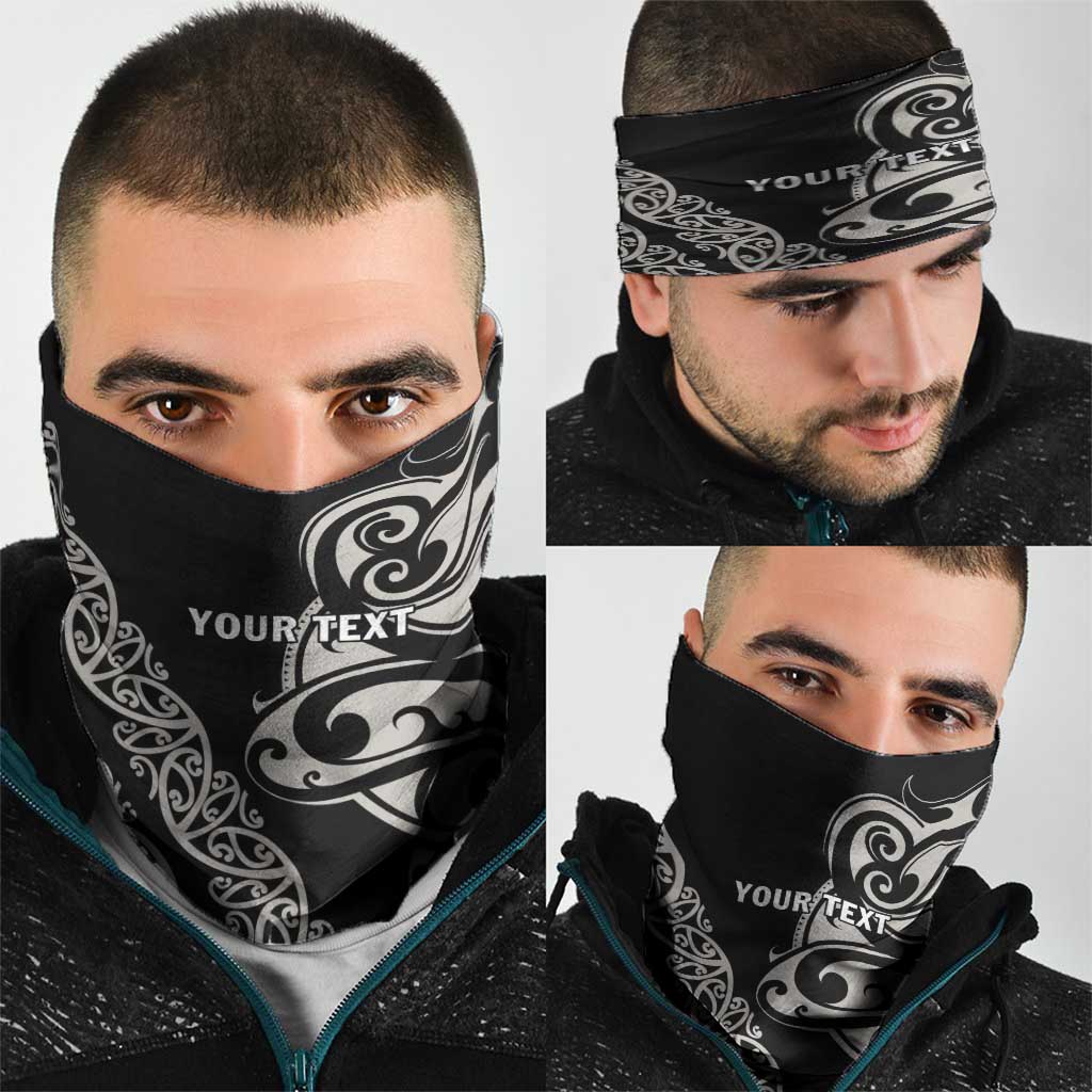 All Black Maori Tribal Tattoo Personalised Neck Gaiter Stone Gray Polynesian Style LT9