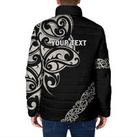 All Black Maori Tribal Tattoo Personalised Padded Jacket Stone Gray Polynesian Style - Polynesian Pride