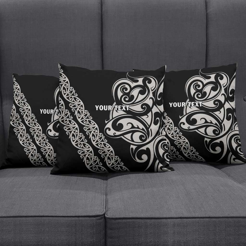 All Black Maori Tribal Tattoo Personalised Pillow Cover Stone Gray Polynesian Style - Polynesian Pride