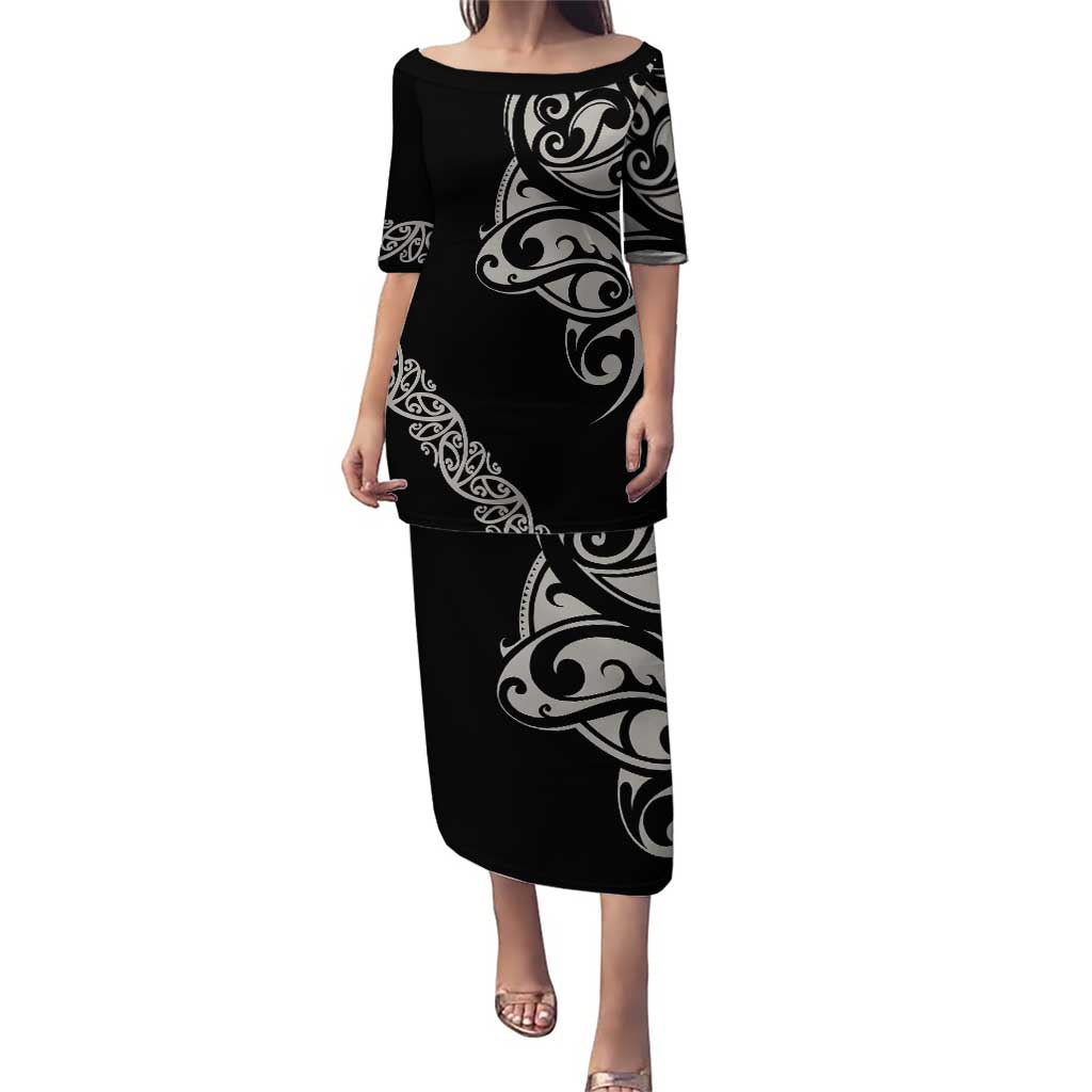 All Black Maori Tribal Tattoo Personalised Puletasi Stone Gray Polynesian Style - Polynesian Pride