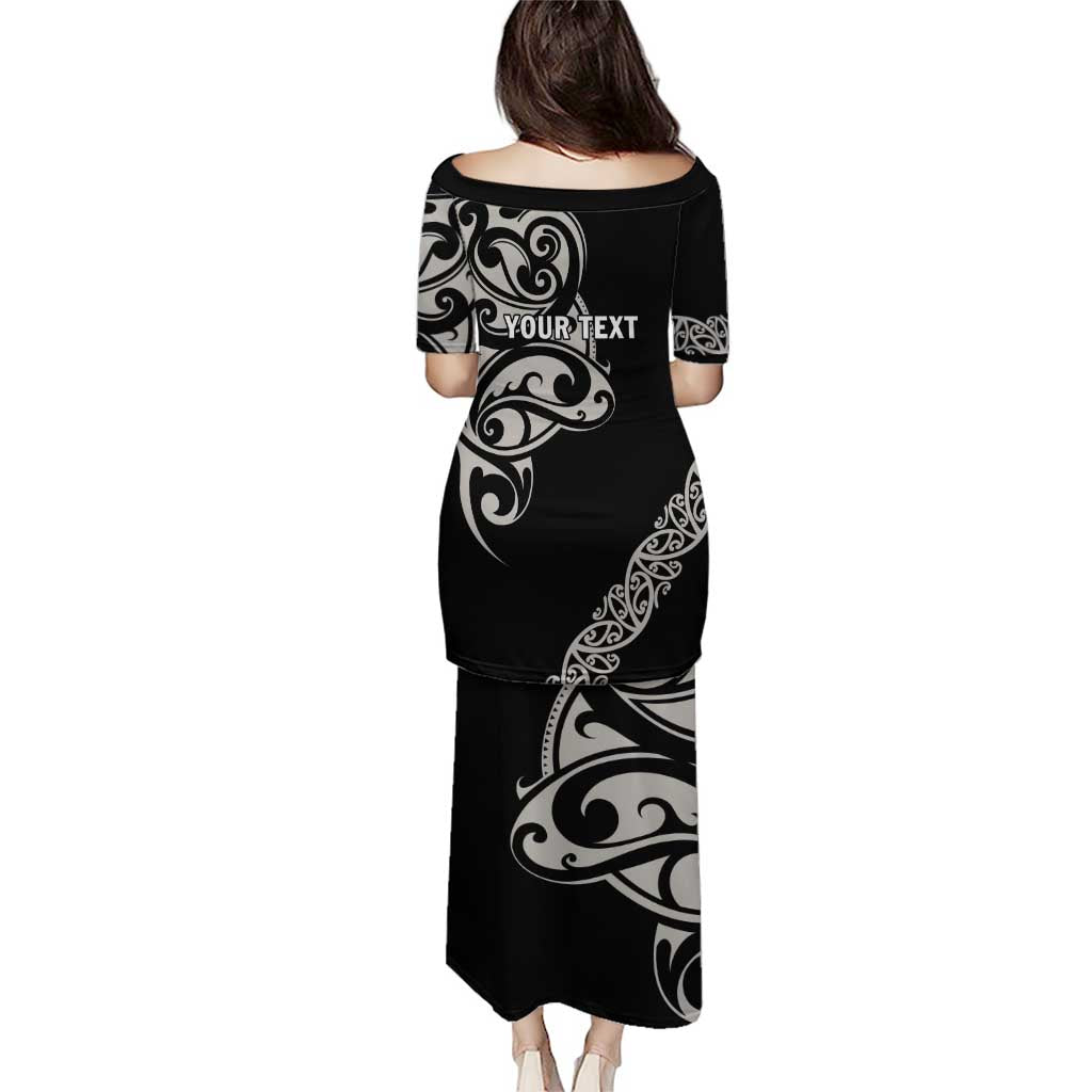 All Black Maori Tribal Tattoo Personalised Puletasi Stone Gray Polynesian Style - Polynesian Pride