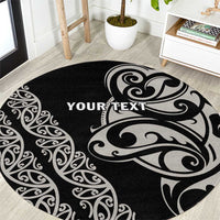 All Black Maori Tribal Tattoo Personalised Round Carpet Stone Gray Polynesian Style - Polynesian Pride