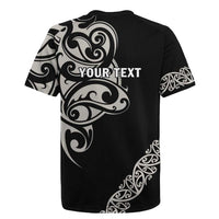 All Black Maori Tribal Tattoo Personalised Rugby Jersey Stone Gray Polynesian Style - Polynesian Pride