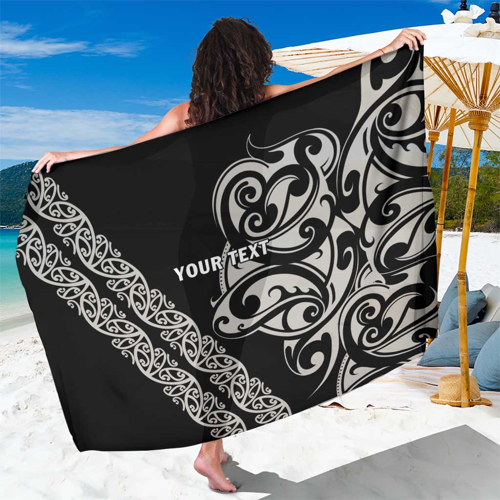 All Black Maori Tribal Tattoo Personalised Sarong Stone Gray Polynesian Style - Polynesian Pride