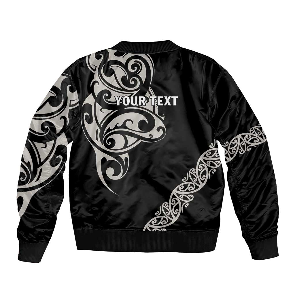 All Black Maori Tribal Tattoo Personalised Sleeve Zip Bomber Jacket Stone Gray Polynesian Style - Polynesian Pride