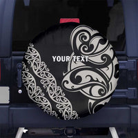 All Black Maori Tribal Tattoo Personalised Spare Tire Cover Stone Gray Polynesian Style - Polynesian Pride