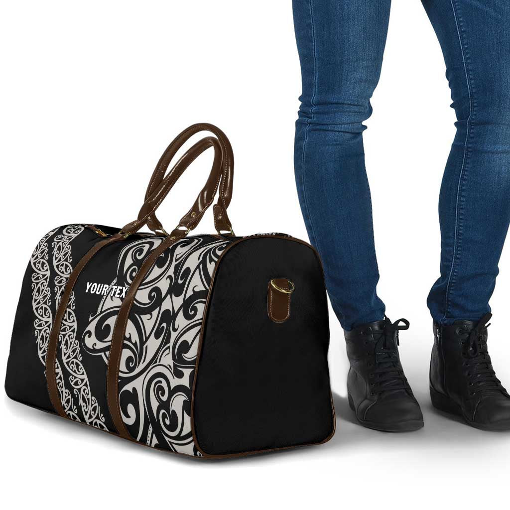 All Black Maori Tribal Tattoo Personalised Travel Bag Stone Gray Polynesian Style - Polynesian Pride