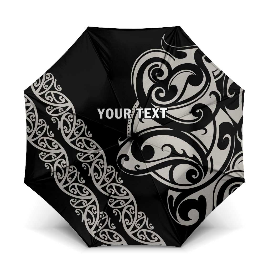 All Black Maori Tribal Tattoo Personalised Umbrella Stone Gray Polynesian Style - Polynesian Pride