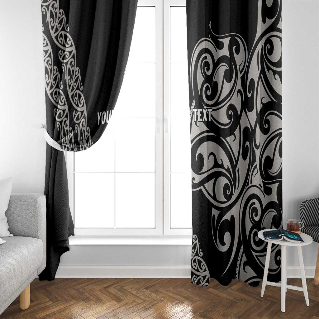 All Black Maori Tribal Tattoo Personalised Window Curtain Stone Gray Polynesian Style - Polynesian Pride