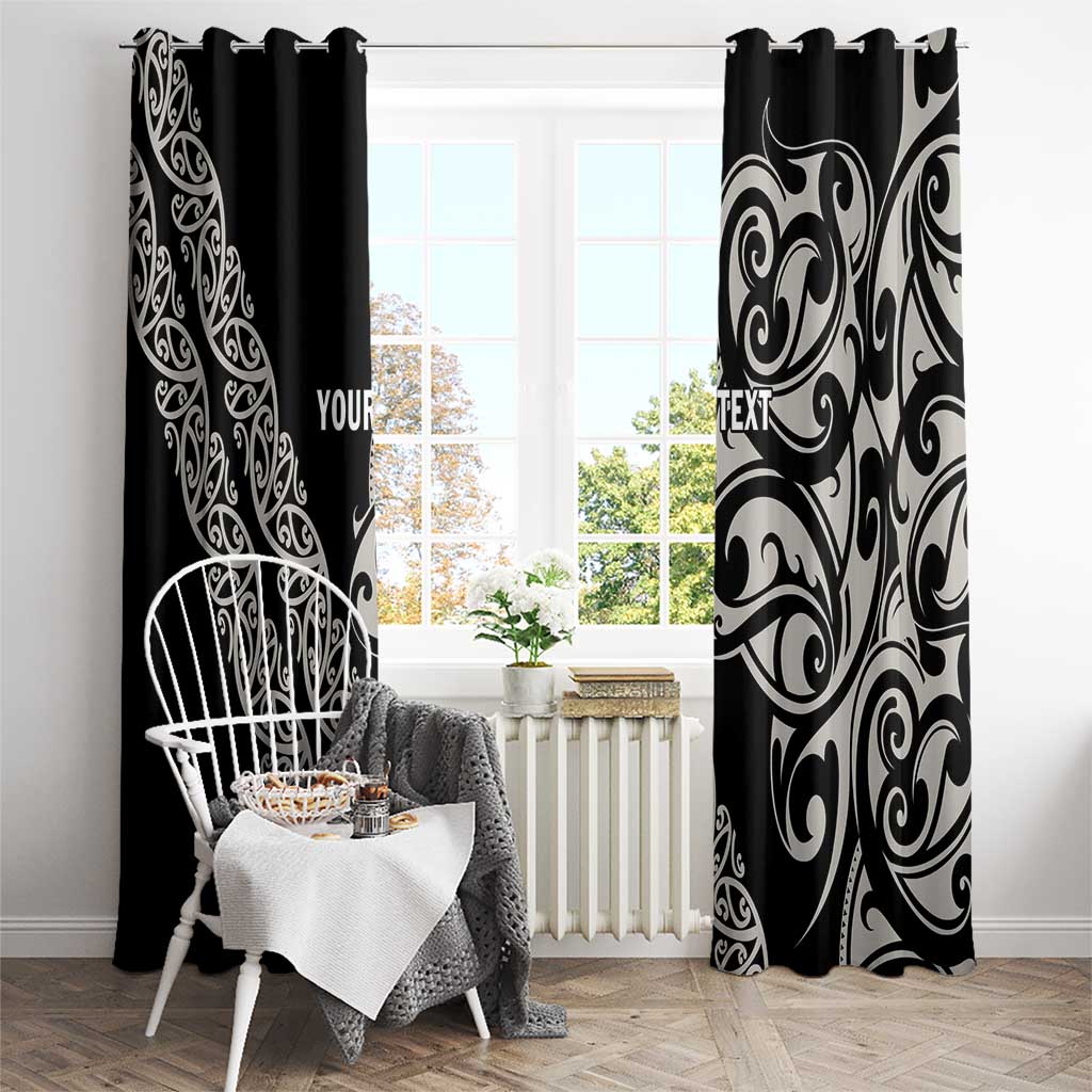 All Black Maori Tribal Tattoo Personalised Window Curtain Stone Gray Polynesian Style - Polynesian Pride