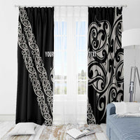 All Black Maori Tribal Tattoo Personalised Window Curtain Stone Gray Polynesian Style - Polynesian Pride