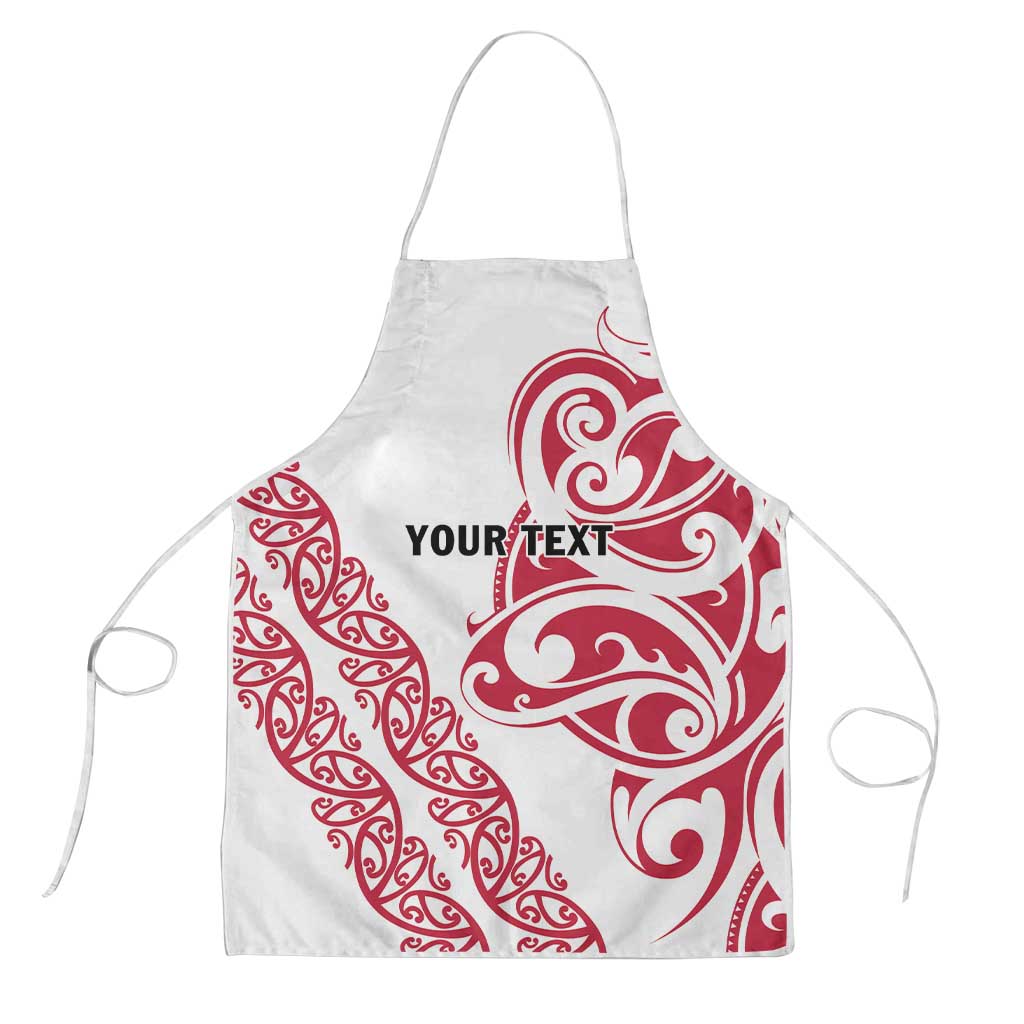 All White Maori Tribal Tattoo Personalised Apron Classic Red Polynesian Style - Polynesian Pride