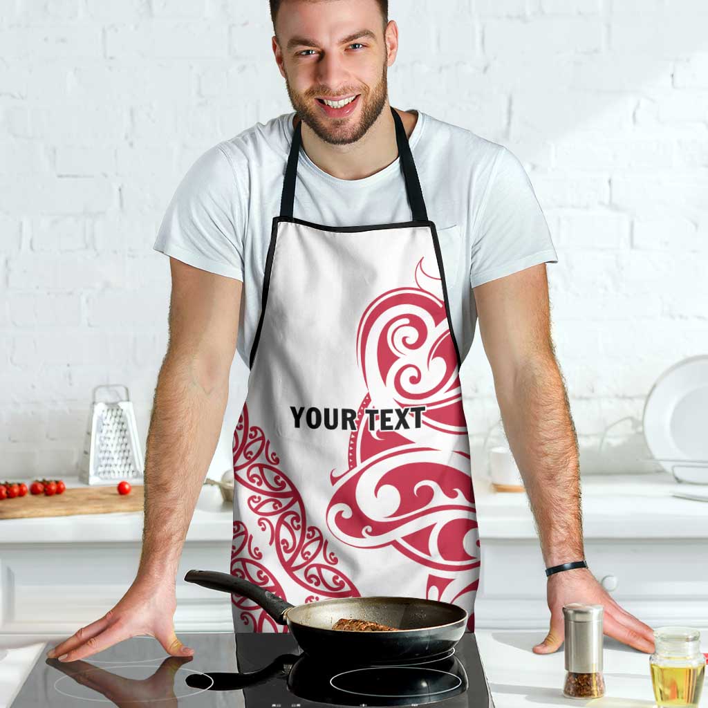 All White Maori Tribal Tattoo Personalised Apron Classic Red Polynesian Style - Polynesian Pride