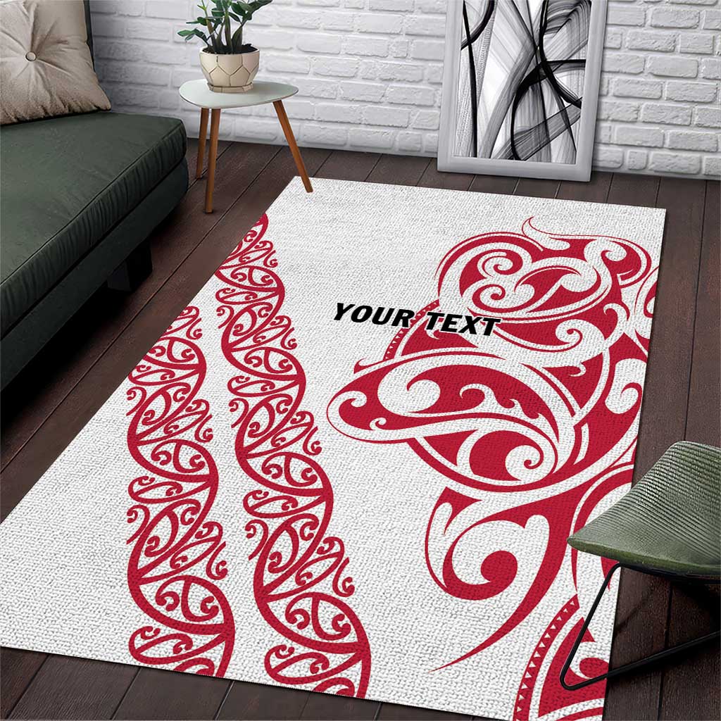 All White Maori Tribal Tattoo Personalised Area Rug Classic Red Polynesian Style - Polynesian Pride