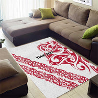 All White Maori Tribal Tattoo Personalised Area Rug Classic Red Polynesian Style - Polynesian Pride