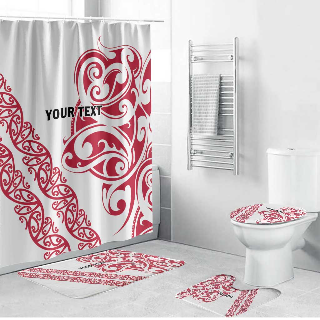 All White Maori Tribal Tattoo Personalised Bathroom Set Classic Red Polynesian Style - Polynesian Pride