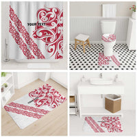 All White Maori Tribal Tattoo Personalised Bathroom Set Classic Red Polynesian Style - Polynesian Pride