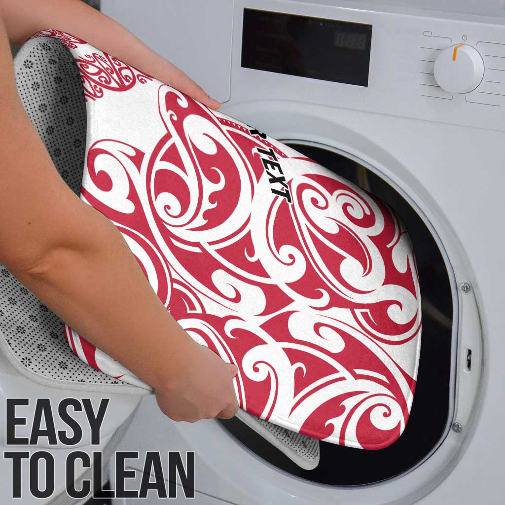 All White Maori Tribal Tattoo Personalised Bathroom Set Classic Red Polynesian Style - Polynesian Pride