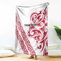 All White Maori Tribal Tattoo Personalised Blanket Classic Red Polynesian Style - Polynesian Pride