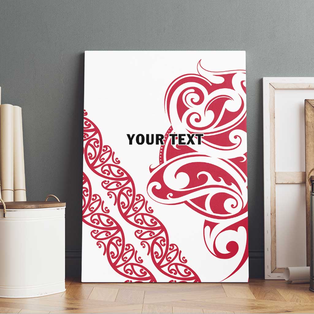 All White Maori Tribal Tattoo Personalised Canvas Wall Art Classic Red Polynesian Style - Polynesian Pride