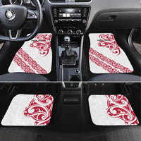 All White Maori Tribal Tattoo Personalised Car Mats Classic Red Polynesian Style - Polynesian Pride
