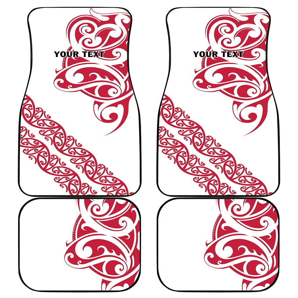 All White Maori Tribal Tattoo Personalised Car Mats Classic Red Polynesian Style - Polynesian Pride