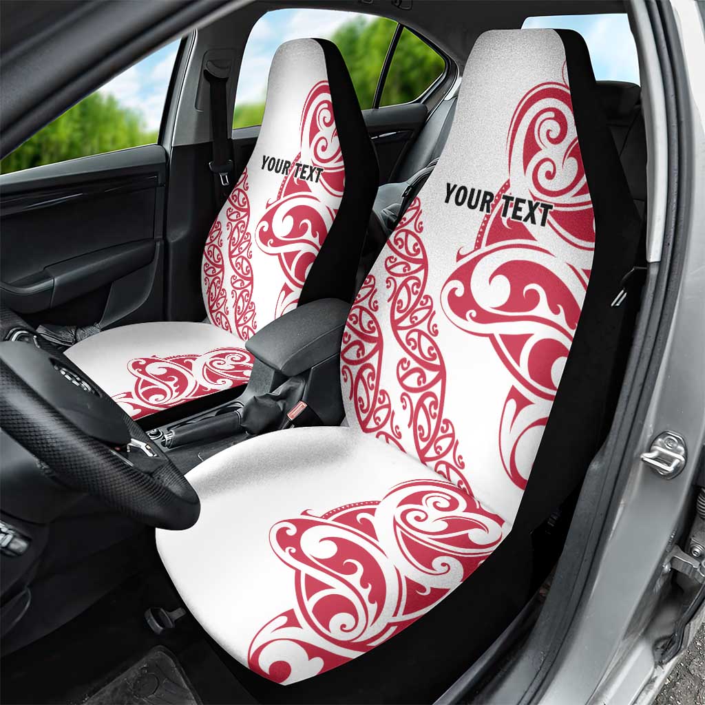 All White Maori Tribal Tattoo Personalised Car Seat Cover Classic Red Polynesian Style - Polynesian Pride