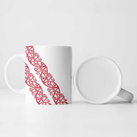 All White Maori Tribal Tattoo Personalised Ceramic Mug Classic Red Polynesian Style - Polynesian Pride