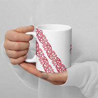 All White Maori Tribal Tattoo Personalised Ceramic Mug Classic Red Polynesian Style - Polynesian Pride