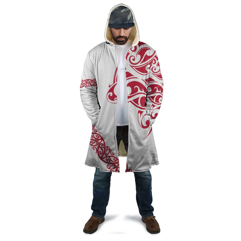 All White Maori Tribal Tattoo Personalised Cloak Classic Red Polynesian Style - Polynesian Pride