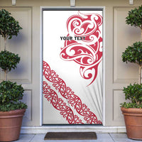 All White Maori Tribal Tattoo Personalised Door Cover Classic Red Polynesian Style - Polynesian Pride