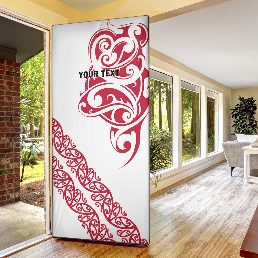 All White Maori Tribal Tattoo Personalised Door Cover Classic Red Polynesian Style - Polynesian Pride