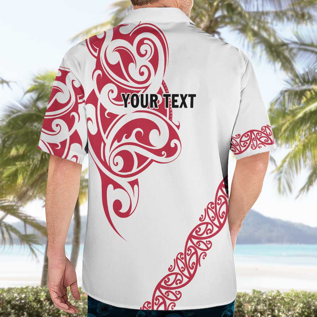 All White Maori Tribal Tattoo Personalised Hawaiian Shirt Classic Red Polynesian Style - Polynesian Pride