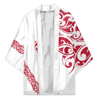 All White Maori Tribal Tattoo Personalised Kimono Classic Red Polynesian Style - Polynesian Pride